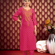 Laxmipati Savan Bandhani Printed Viscos Straight Kurti in Magenta Color