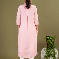 Pink Polycotton Embroidered Straight Woman Addah