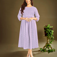 Laxmipati Janki Schiffli Embroidered Spun Cotton Frock in Lavender Color