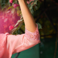 Laxmipati Summer Romance - KT0043 Kota Doria Embroidered Straight Woman Peach Kurta
