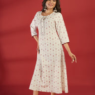 Laxmipati Aakriti - KT0074 Off-White Rayon Slub Printed A-Line Woman Kurta