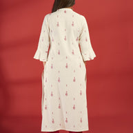 Laxmipati Aakriti - KT0077 Off-White Rayon Slub Printed Straight Woman Kurta