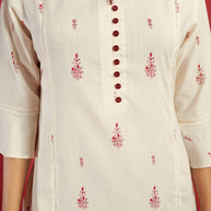 Laxmipati Aakriti - KT0077 Off-White Rayon Slub Printed Straight Woman Kurta