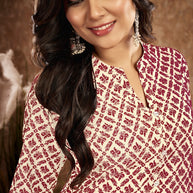Laxmipati Aakriti - KT0083 Off - White Off-White Rayon Slub Printed A-Line Woman Kurta