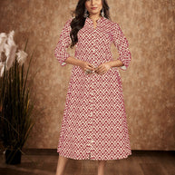 Laxmipati Aakriti - KT0083 Off - White Off-White Rayon Slub Printed A-Line Woman Kurta