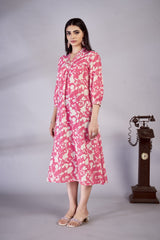 Laxmipati Gulbahar - KT0105 Pink Floral Printed Poly Cotton Woman Kurta