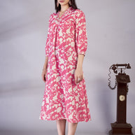Laxmipati Gulbahar - KT0105 Pink Floral Printed Poly Cotton Woman Kurta