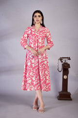 Laxmipati Gulbahar - KT0105 Pink Floral Printed Poly Cotton Woman Kurta