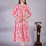 Laxmipati Gulbahar - KT0105 Pink Floral Printed Poly Cotton Woman Kurta