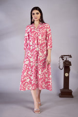 Laxmipati Gulbahar - KT0105 Pink Floral Printed Poly Cotton Woman Kurta