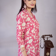Laxmipati Gulbahar - KT0105 Pink Floral Printed Poly Cotton Woman Kurta