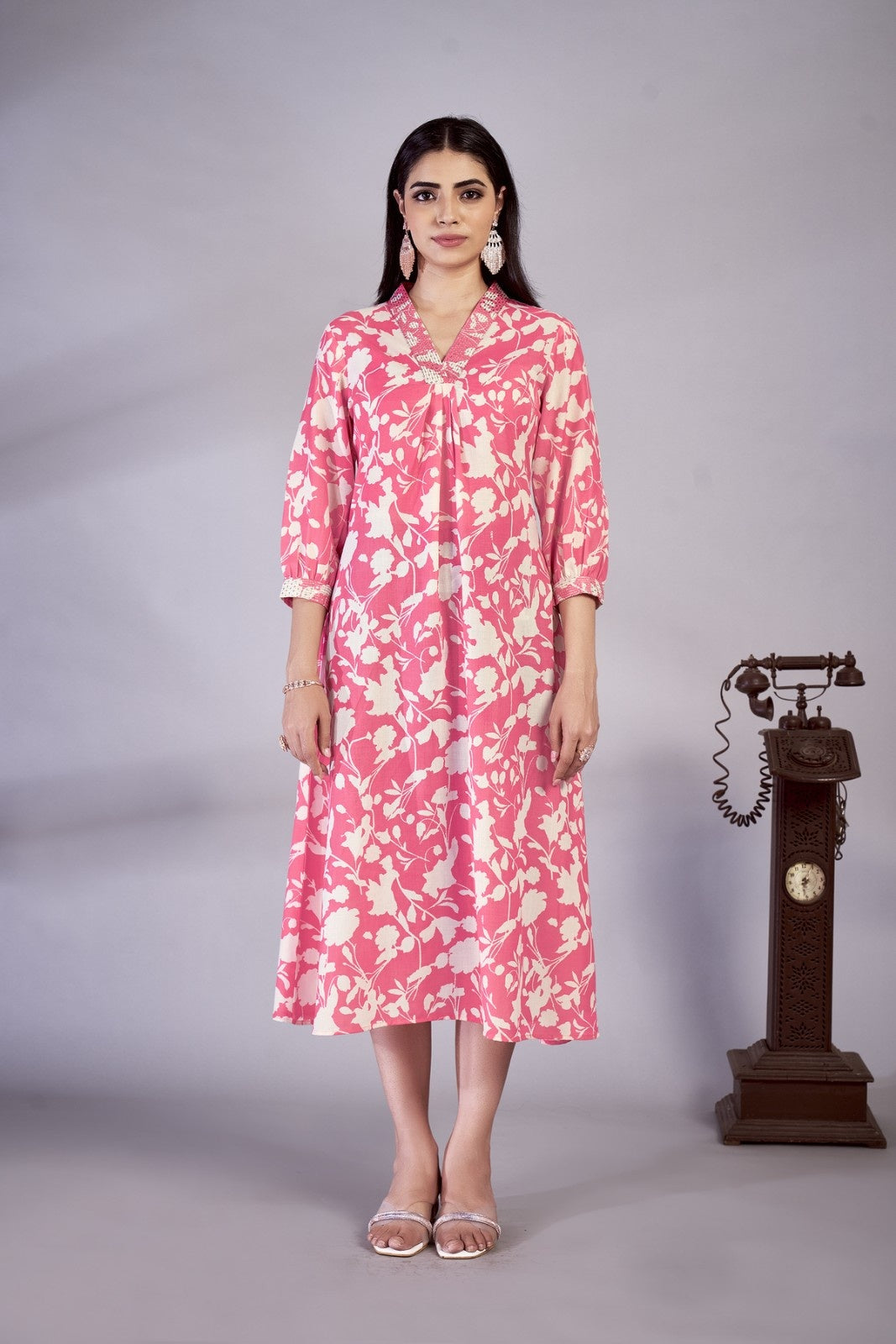 Laxmipati Gulbahar - KT0105 Pink Floral Printed Poly Cotton Woman Kurta