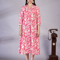 Laxmipati Gulbahar - KT0105 Pink Floral Printed Poly Cotton Woman Kurta