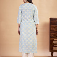 Laxmipati Rozana - KT0115 Blue Table Printed Poly Cotton Woman Kurta