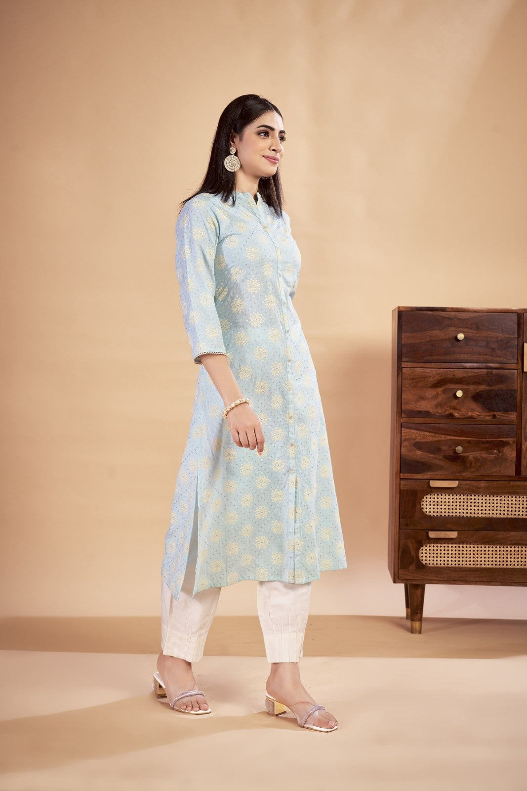 Laxmipati Rozana - KT0115 Blue Table Printed Poly Cotton Woman Kurta