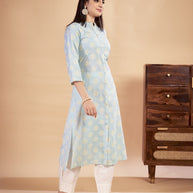 Laxmipati Rozana - KT0115 Blue Table Printed Poly Cotton Woman Kurta