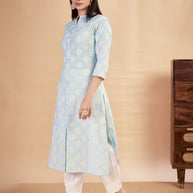 Laxmipati Rozana - KT0115 Blue Table Printed Poly Cotton Woman Kurta