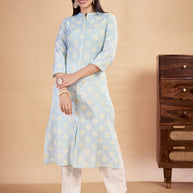 Laxmipati Rozana - KT0115 Blue Table Printed Poly Cotton Woman Kurta