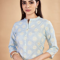 Laxmipati Rozana - KT0115 Blue Table Printed Poly Cotton Woman Kurta