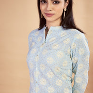 Laxmipati Rozana - KT0115 Blue Table Printed Poly Cotton Woman Kurta