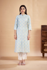 Laxmipati Rozana - KT0115 Blue Table Printed Poly Cotton Woman Kurta