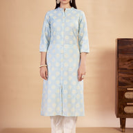 Laxmipati Rozana - KT0115 Blue Table Printed Poly Cotton Woman Kurta