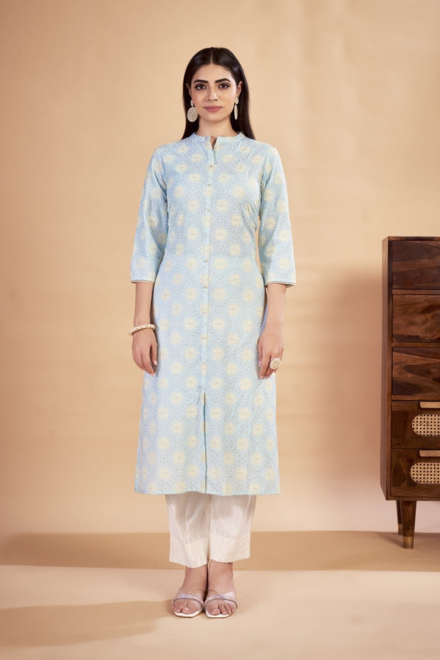 Laxmipati Rozana - KT0115 Blue Table Printed Poly Cotton Woman Kurta