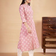 Laxmipati Rozana - KT0116 Peach Table Printed Poly Cotton Woman Kurta