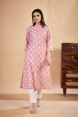 Laxmipati Rozana - KT0116 Peach Table Printed Poly Cotton Woman Kurta