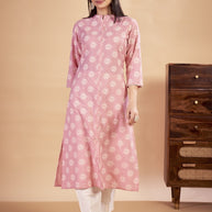 Laxmipati Rozana - KT0116 Peach Table Printed Poly Cotton Woman Kurta