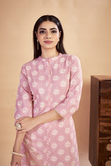 Laxmipati Rozana - KT0116 Peach Table Printed Poly Cotton Woman Kurta