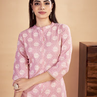 Laxmipati Rozana - KT0116 Peach Table Printed Poly Cotton Woman Kurta