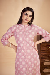 Laxmipati Rozana - KT0116 Peach Table Printed Poly Cotton Woman Kurta