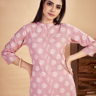 Laxmipati Rozana - KT0116 Peach Table Printed Poly Cotton Woman Kurta