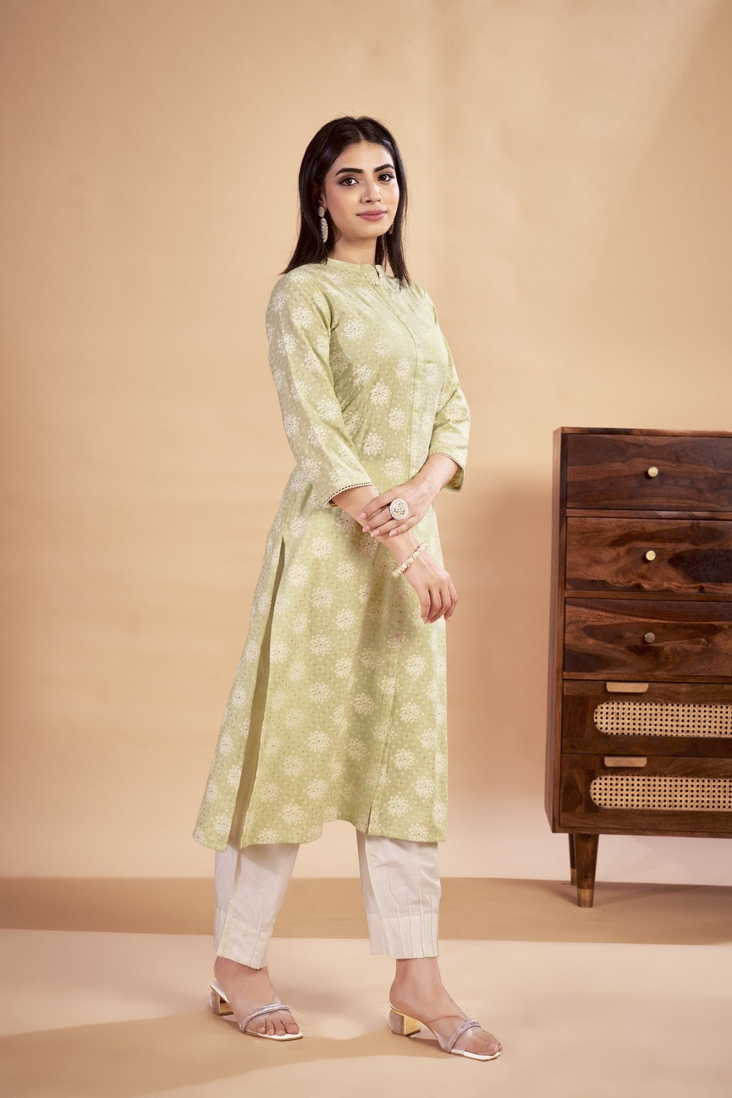 Laxmipati Rozana - KT0117 Green Table Printed Poly Cotton Woman Kurta