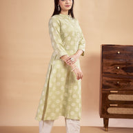 Laxmipati Rozana - KT0117 Green Table Printed Poly Cotton Woman Kurta