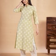 Laxmipati Rozana - KT0117 Green Table Printed Poly Cotton Woman Kurta