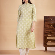Laxmipati Rozana - KT0117 Green Table Printed Poly Cotton Woman Kurta