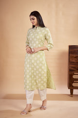 Laxmipati Rozana - KT0117 Green Table Printed Poly Cotton Woman Kurta