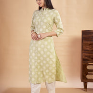 Laxmipati Rozana - KT0117 Green Table Printed Poly Cotton Woman Kurta
