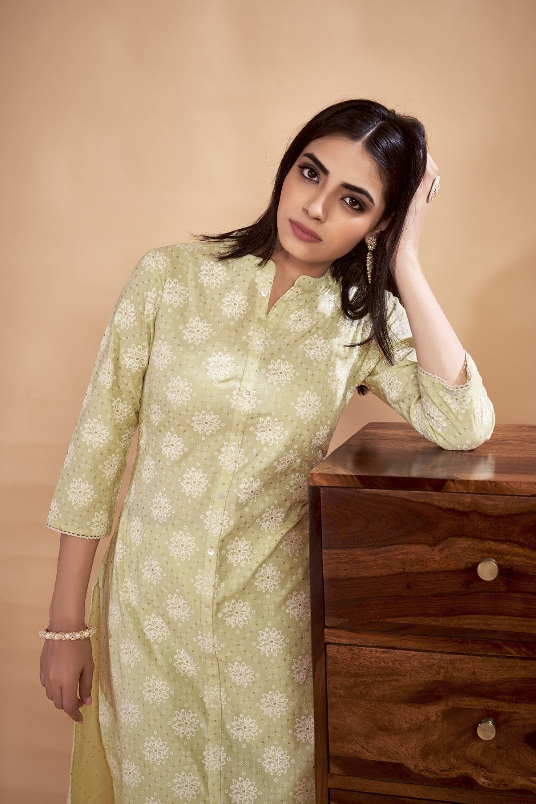 Laxmipati Rozana - KT0117 Green Table Printed Poly Cotton Woman Kurta