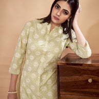Laxmipati Rozana - KT0117 Green Table Printed Poly Cotton Woman Kurta