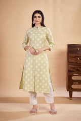 Laxmipati Rozana - KT0117 Green Table Printed Poly Cotton Woman Kurta