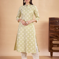 Laxmipati Rozana - KT0117 Green Table Printed Poly Cotton Woman Kurta
