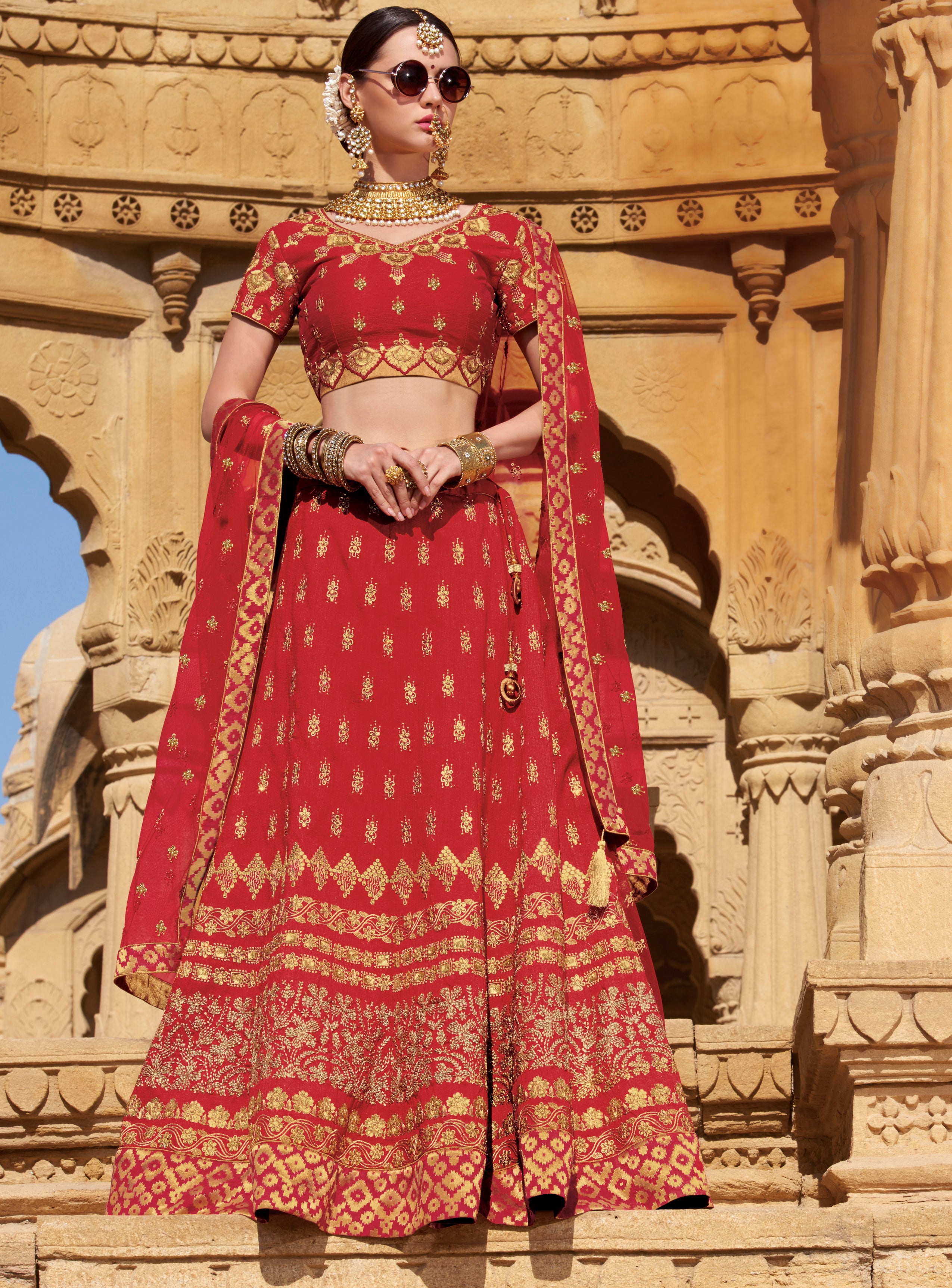 Laxmipati LH-002 Red Bridal Lehenga