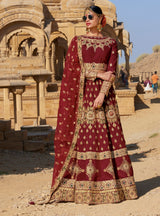 Laxmipati LH-004 Maroon Bridal Lehenga