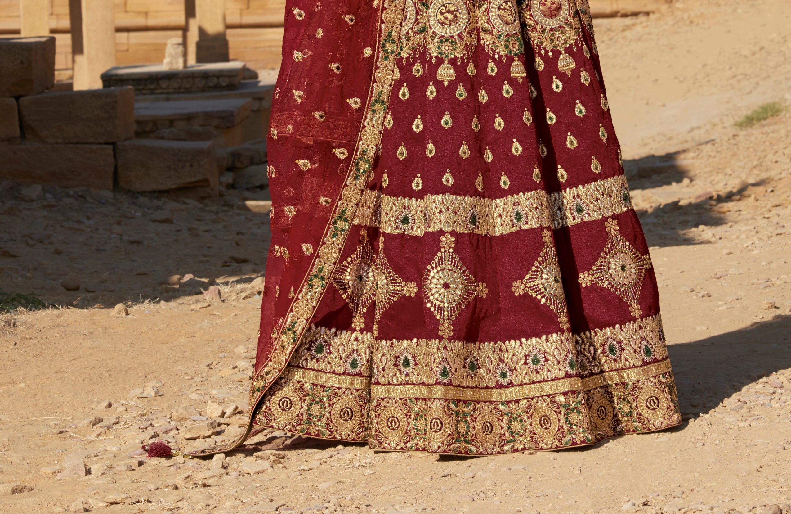 Laxmipati LH-004 Maroon Bridal Lehenga