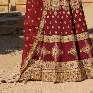 Laxmipati LH-004 Maroon Bridal Lehenga