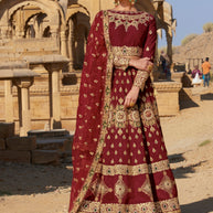 Laxmipati LH-004 Maroon Bridal Lehenga