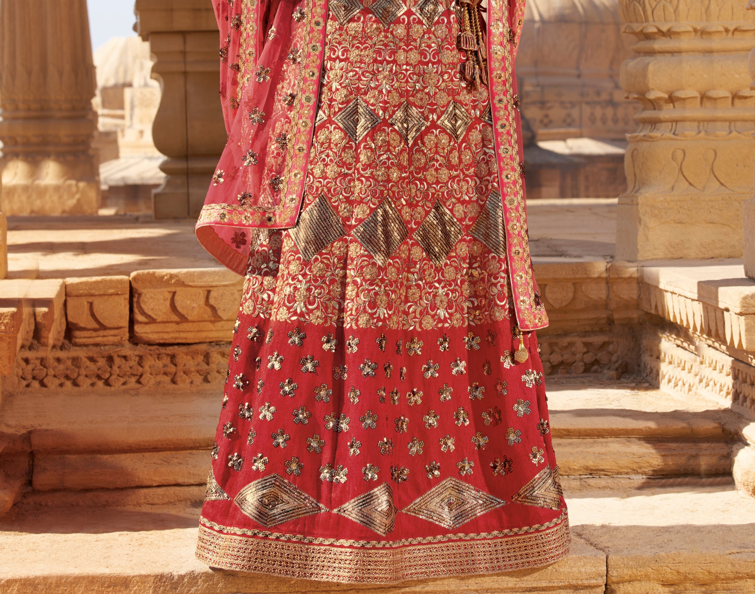 Laxmipati LH-005 Ruby Red Lehenga